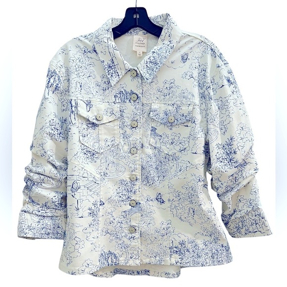 Cinq A Sept Garden Toile Scrunched Canyon Buttoned Jacket Size 10 NWOT - Picture 3 of 15